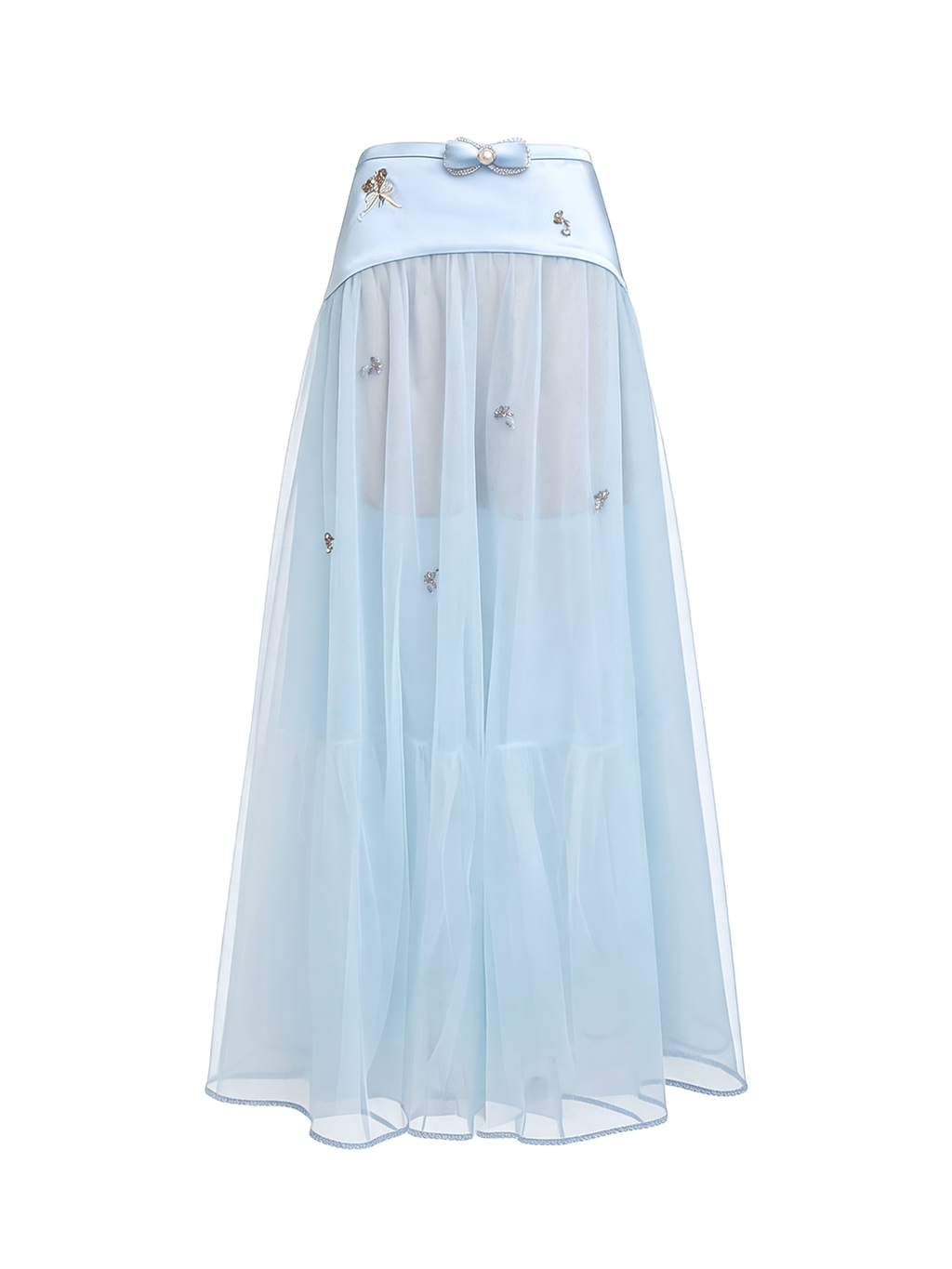 Rue Cambon Blue Bow Socialite Skirt white background