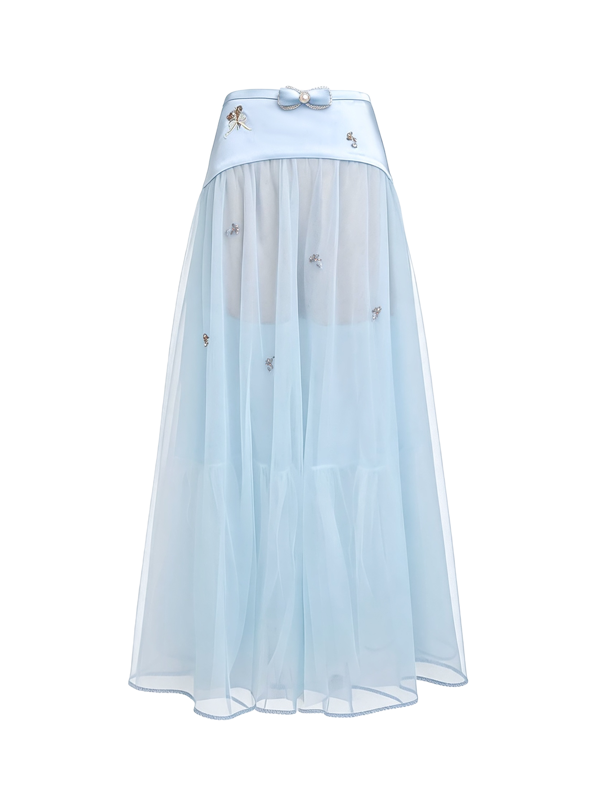 Rue Cambon Blue Bow Socialite Skirt white background