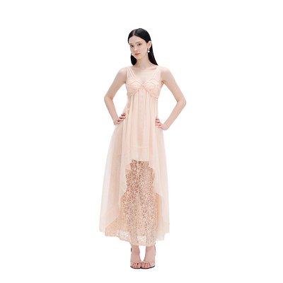 Sunset Bloom Pink Classic High-Waist Maxi Dress