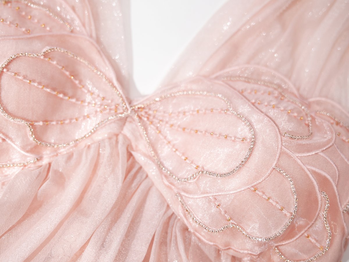 Sunset Bloom Pink Classic High-Waist Maxi Dress white background