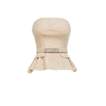 Sunset Bloom Brown Ruched Bustier Top white background