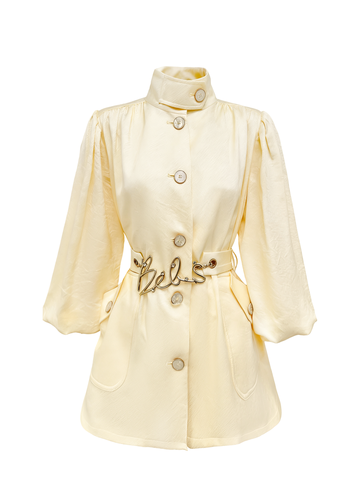 Mayfair Pale Yellow Vintage Tailored Trench Coat white background