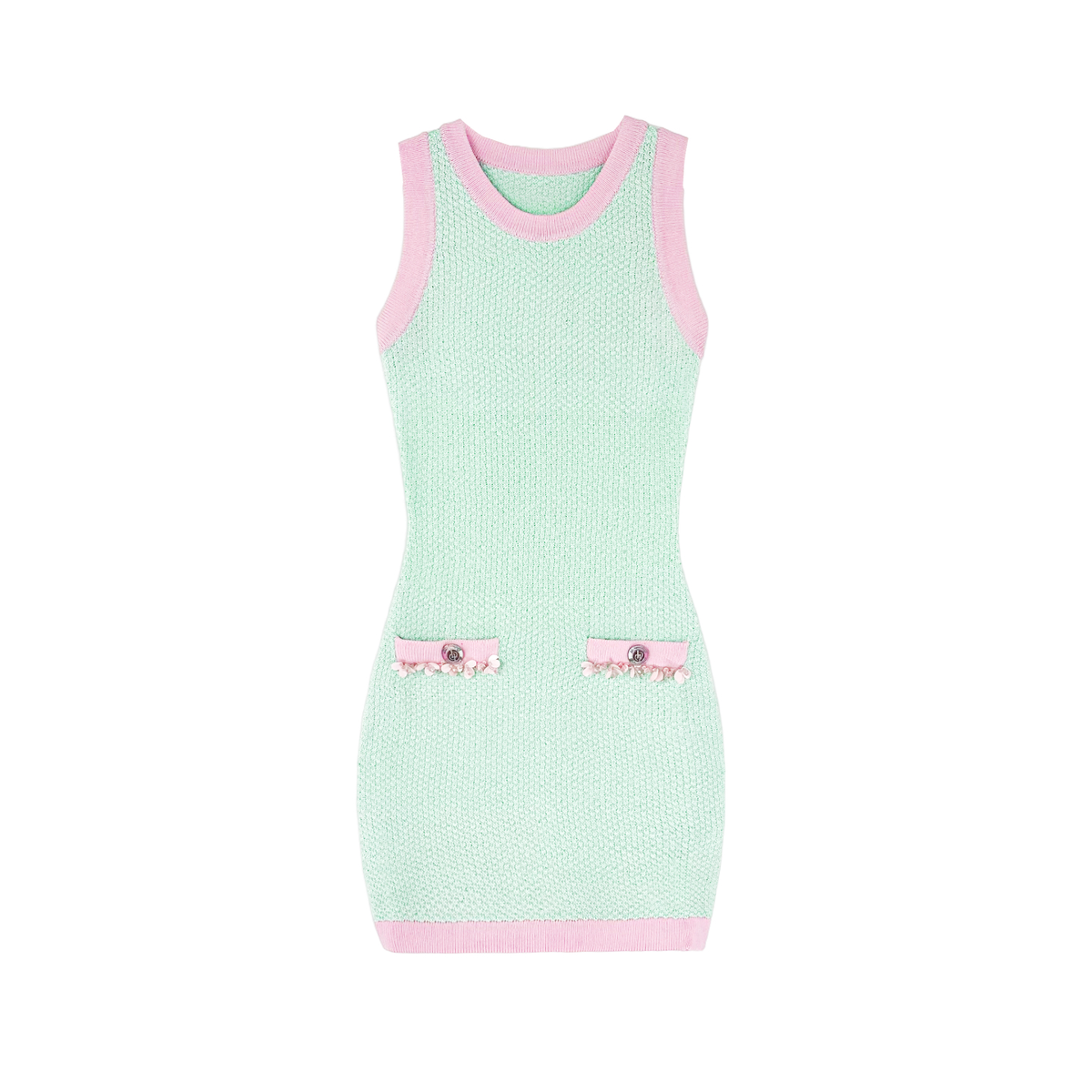 Rue Cambon Color-Block Sleeveless Knit Dress white background