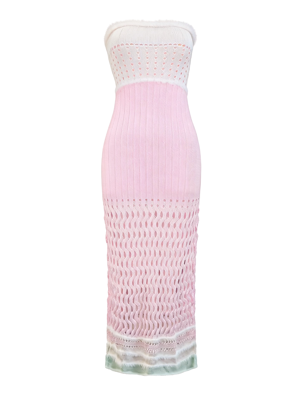 Riviera Cutout Bustier Knit Maxi Dress white background