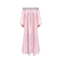 Rue Cambon Powder Pink Off-Shoulder Sequin Midi Dress white background