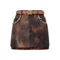 Morning Muse Studded Leather Two-Tone Skirt white background