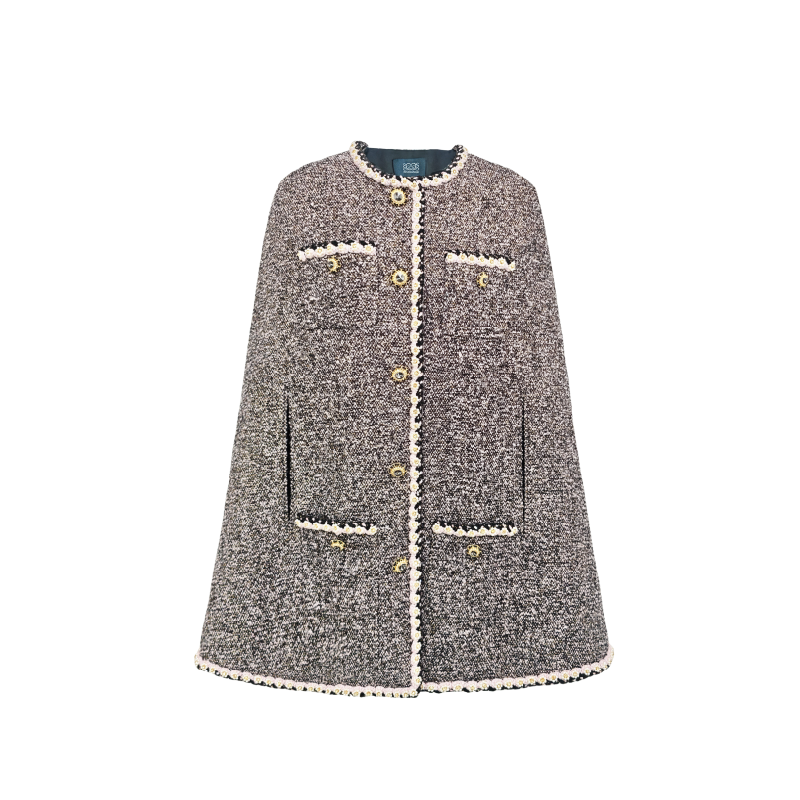 Mayfair Black-Pink Melange Tweed Cape Jacket white background