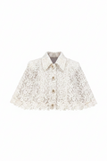 Mayfair Beige Lace Embroidered Cape Jacket white background