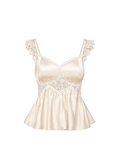 Riviera Triacetate Lace Waist French Elegant Bustier Top white background