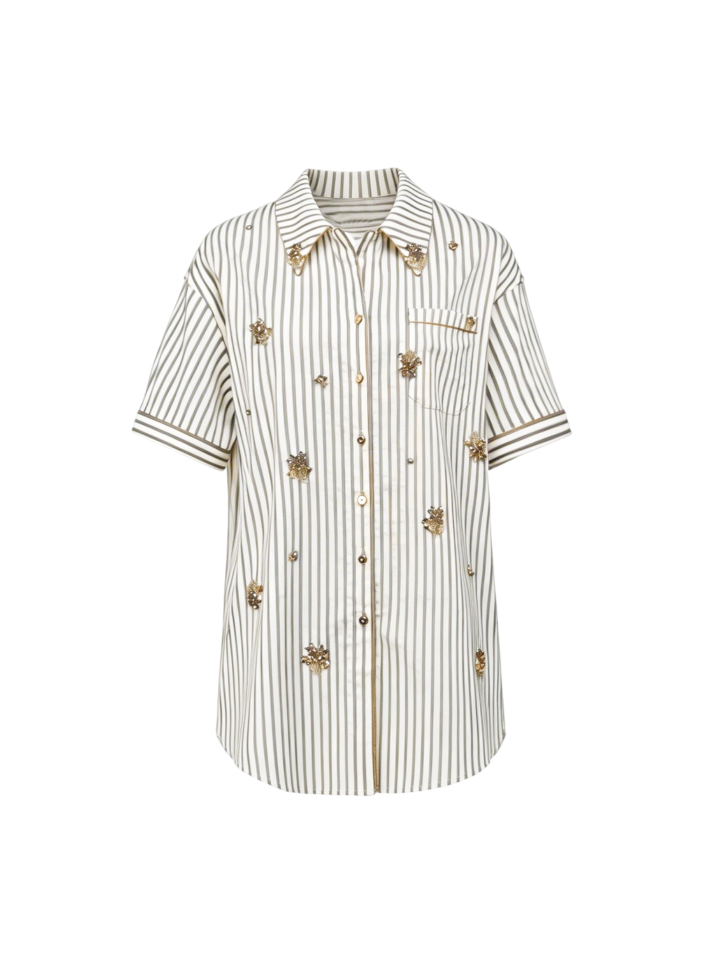 Riviera Black & White V-Neck Draped Relaxed Shirt white background