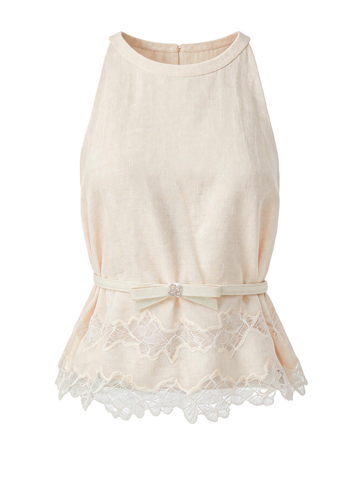 Morning Muse Fitted Round Neck Sleeveless Halter Top white background