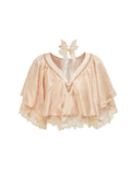 Morning Muse V-Neck Irregular Butterfly Lace Top white background