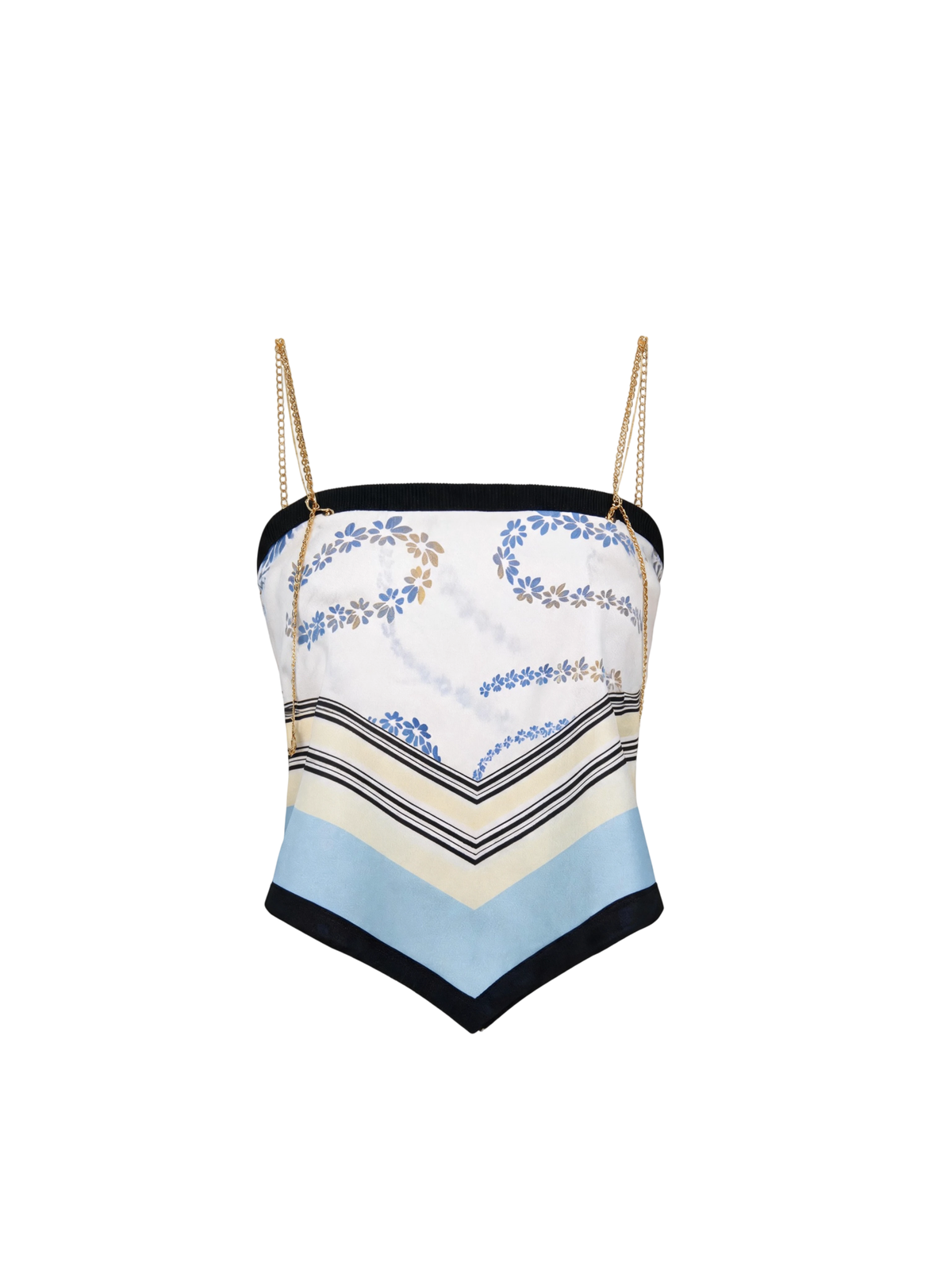 Riviera Diamond-Check Silk Scarf Bustier Top white background