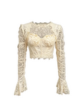 Riviera Embroidered Lace Shrug Capelet White Color white background