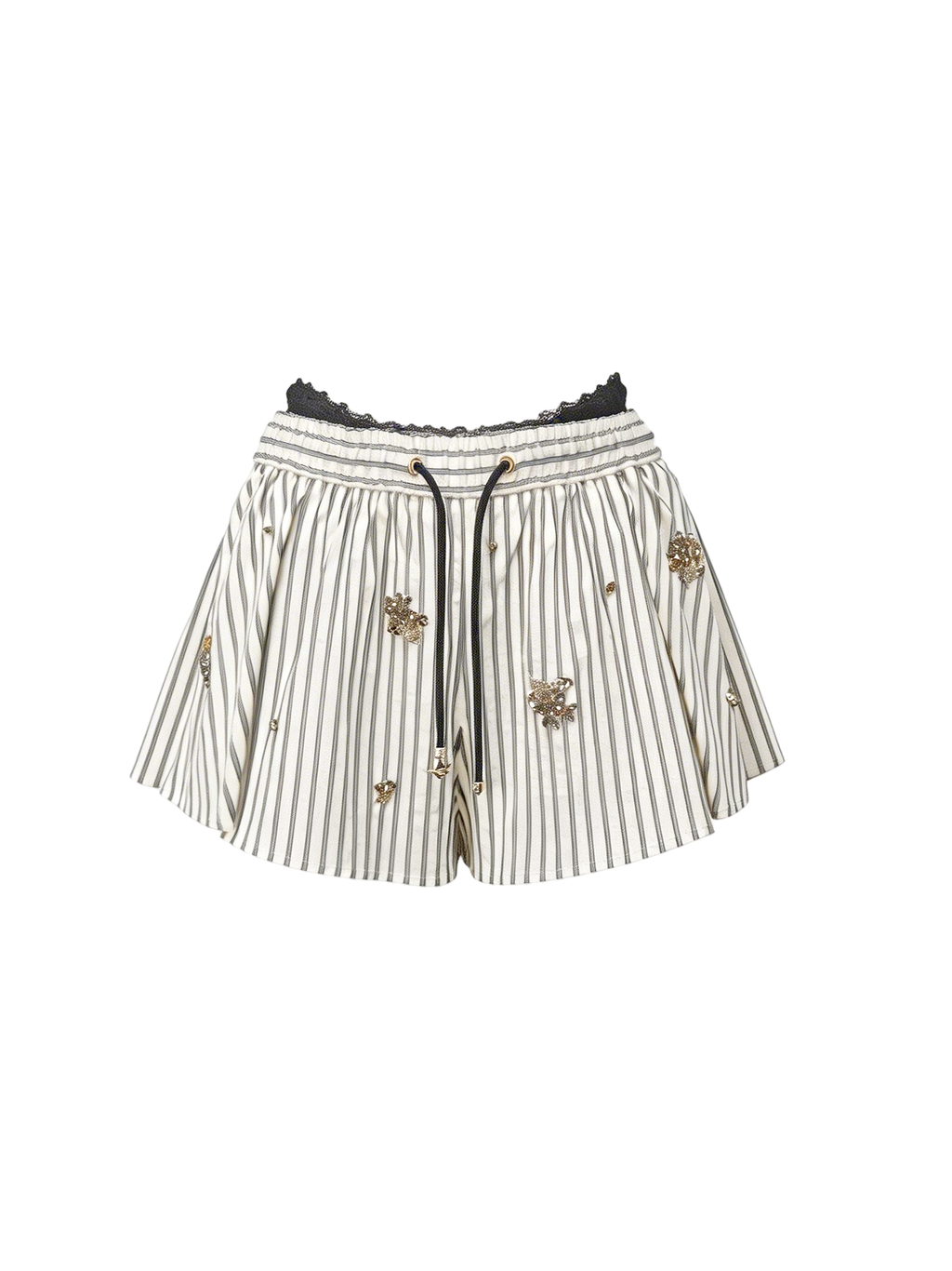 Riviera Striped A-Line Shorts white background