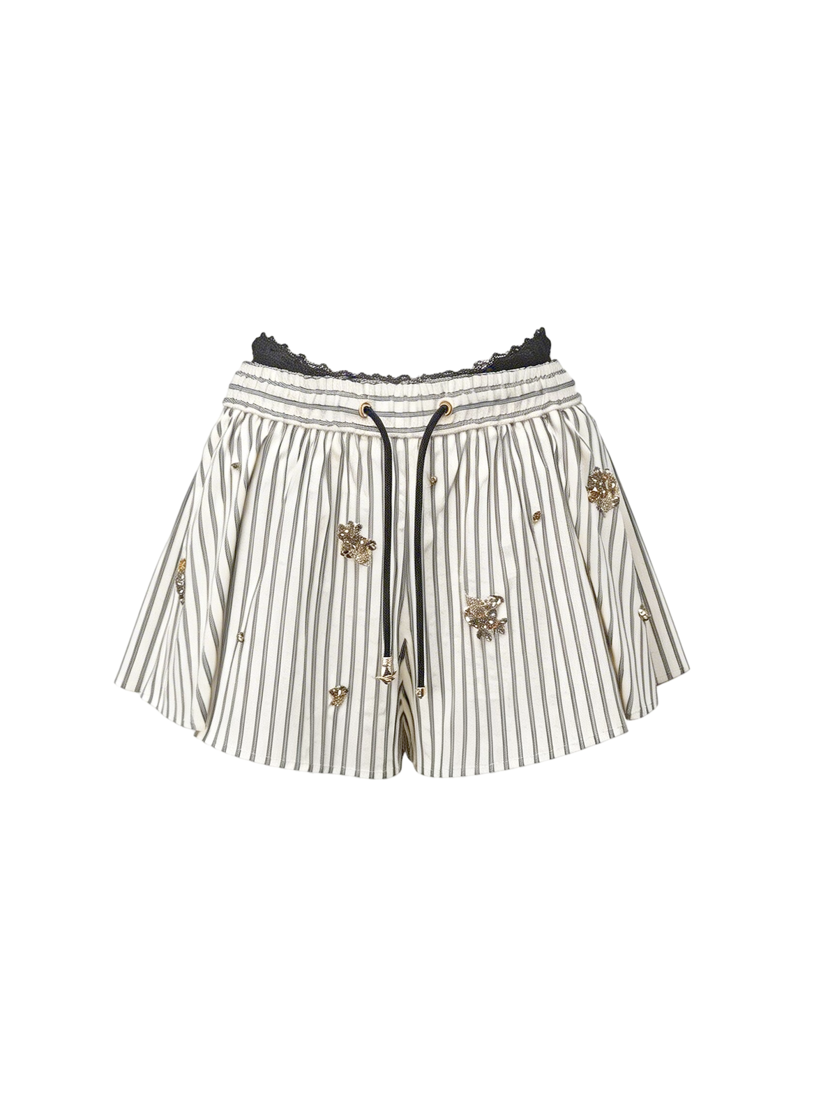 Riviera Striped A-Line Shorts white background