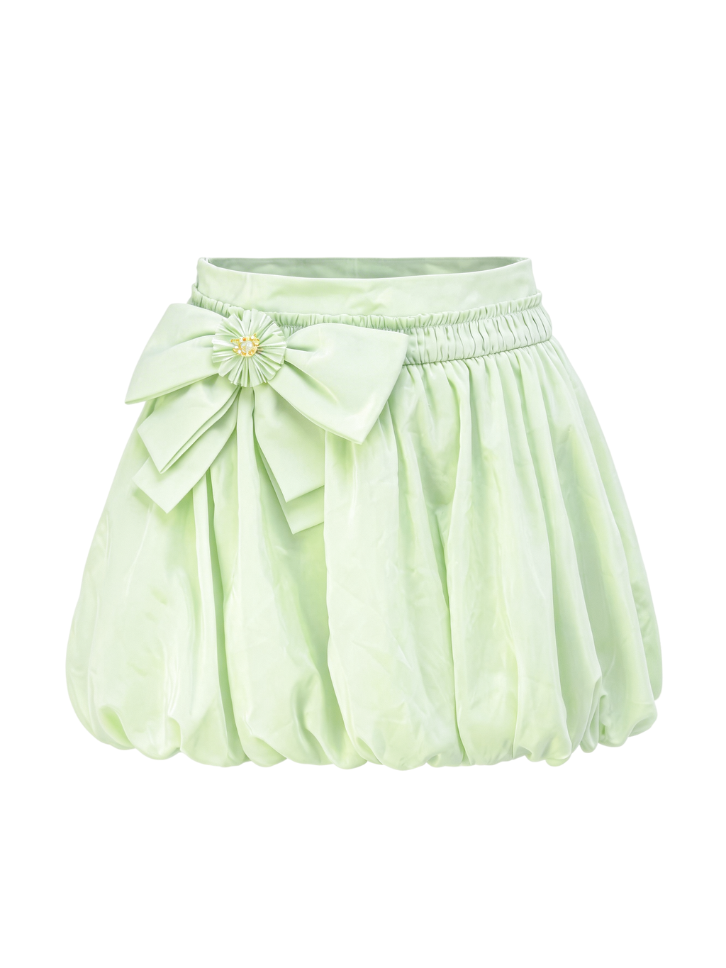 Riviera Green Beaded Bowknot Lantern Shorts white background