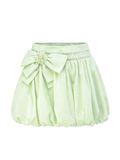 Riviera Green Beaded Bowknot Lantern Shorts white background