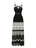 Riviera Lace Striped Slip Maxi Dress white background