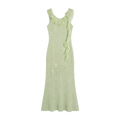 Riviera Green Crochet Floral Fishtail Maxi Dress white background