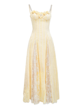 Riviera Cream Yellow Striped Slip Maxi Dress white background