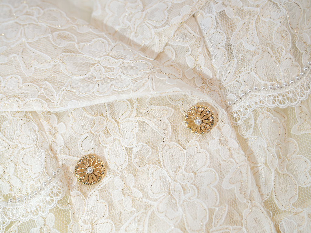 Mayfair Lace Belted Trench Dress white background