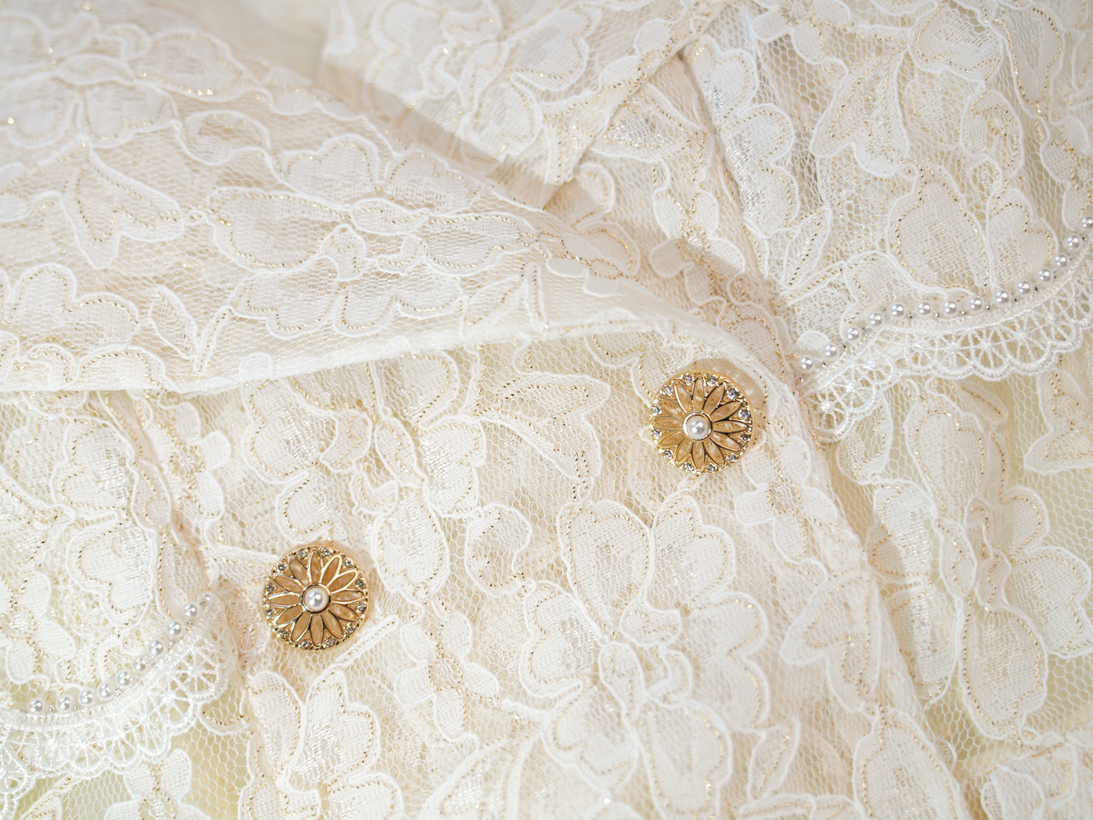 Mayfair Lace Belted Trench Dress white background