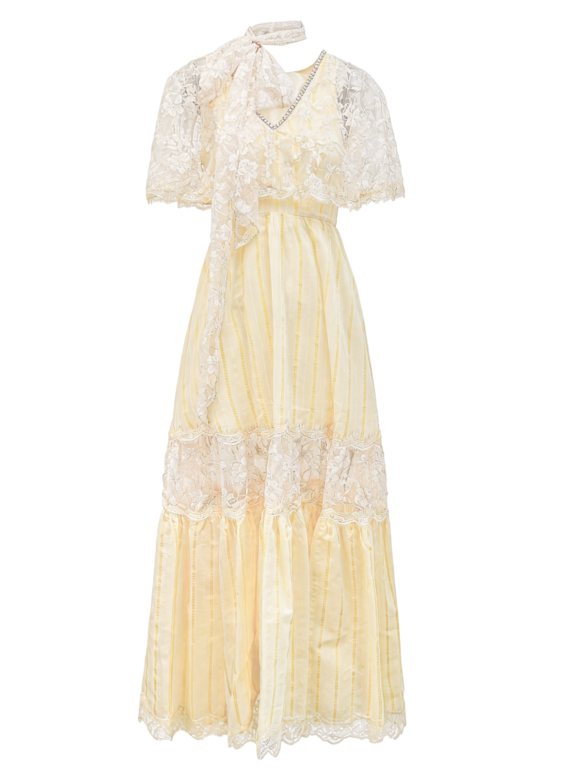 Riviera Lace Cape Illusion Maxi Dress white background