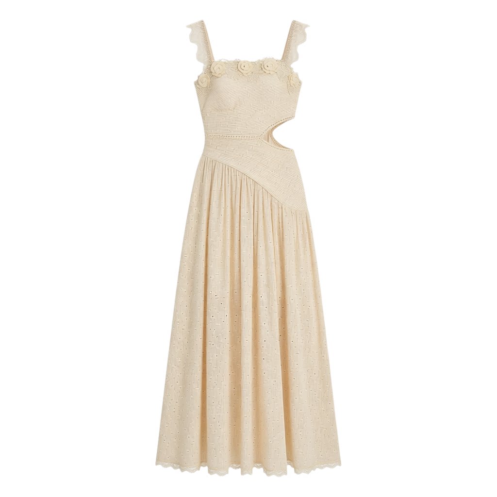 Riviera French Asymmetric Cutout Midi Dress