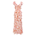 Riviera Silk Print Resort Midi Dress white background