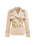 Pearl Wonderland Spliced Belt Trench Coat white background