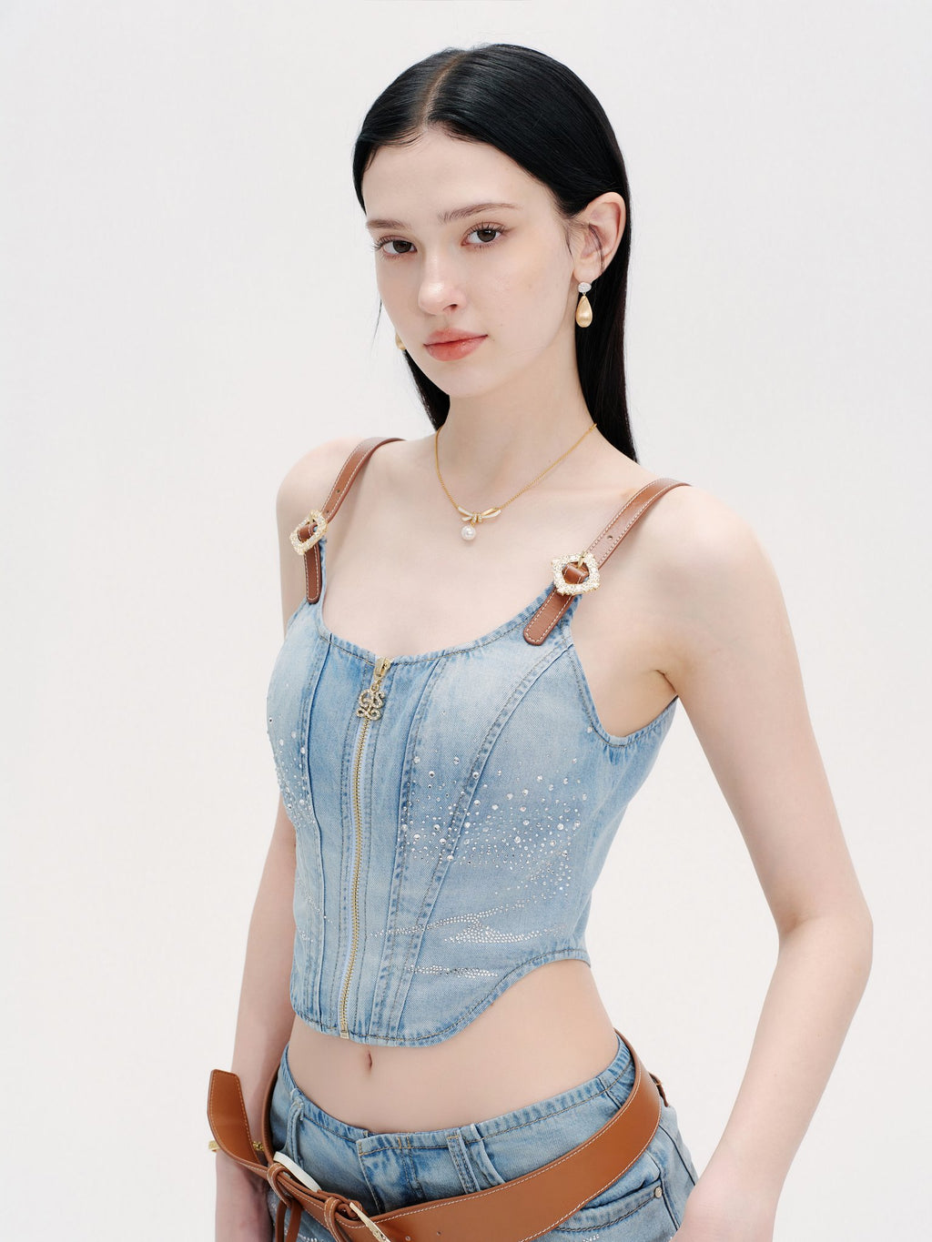Rue Cambon Blue Vintage Socialite Denim Mini Skirt Blue look