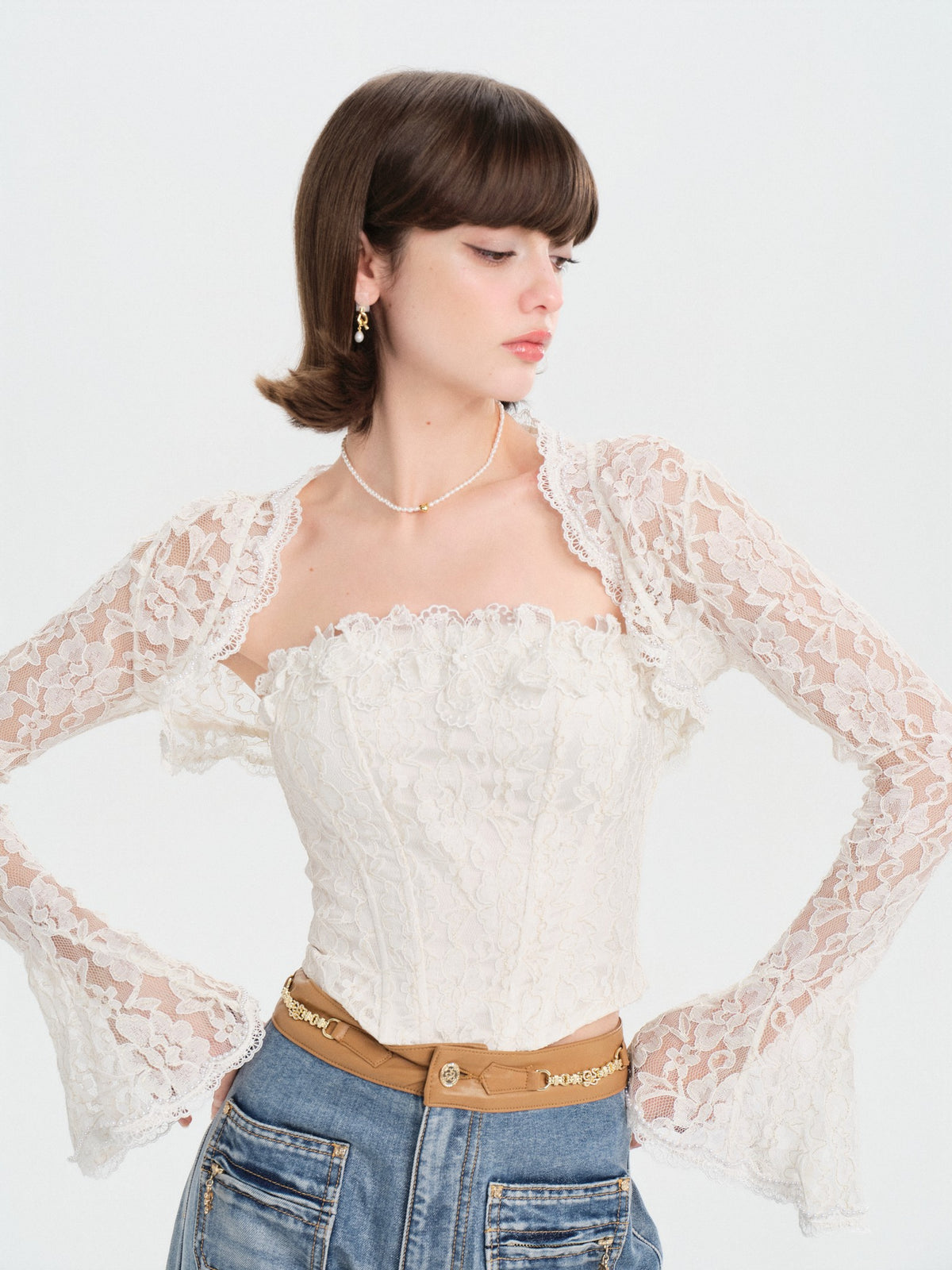 Morning Muse Cropped Lace Cardigan fabric close-up