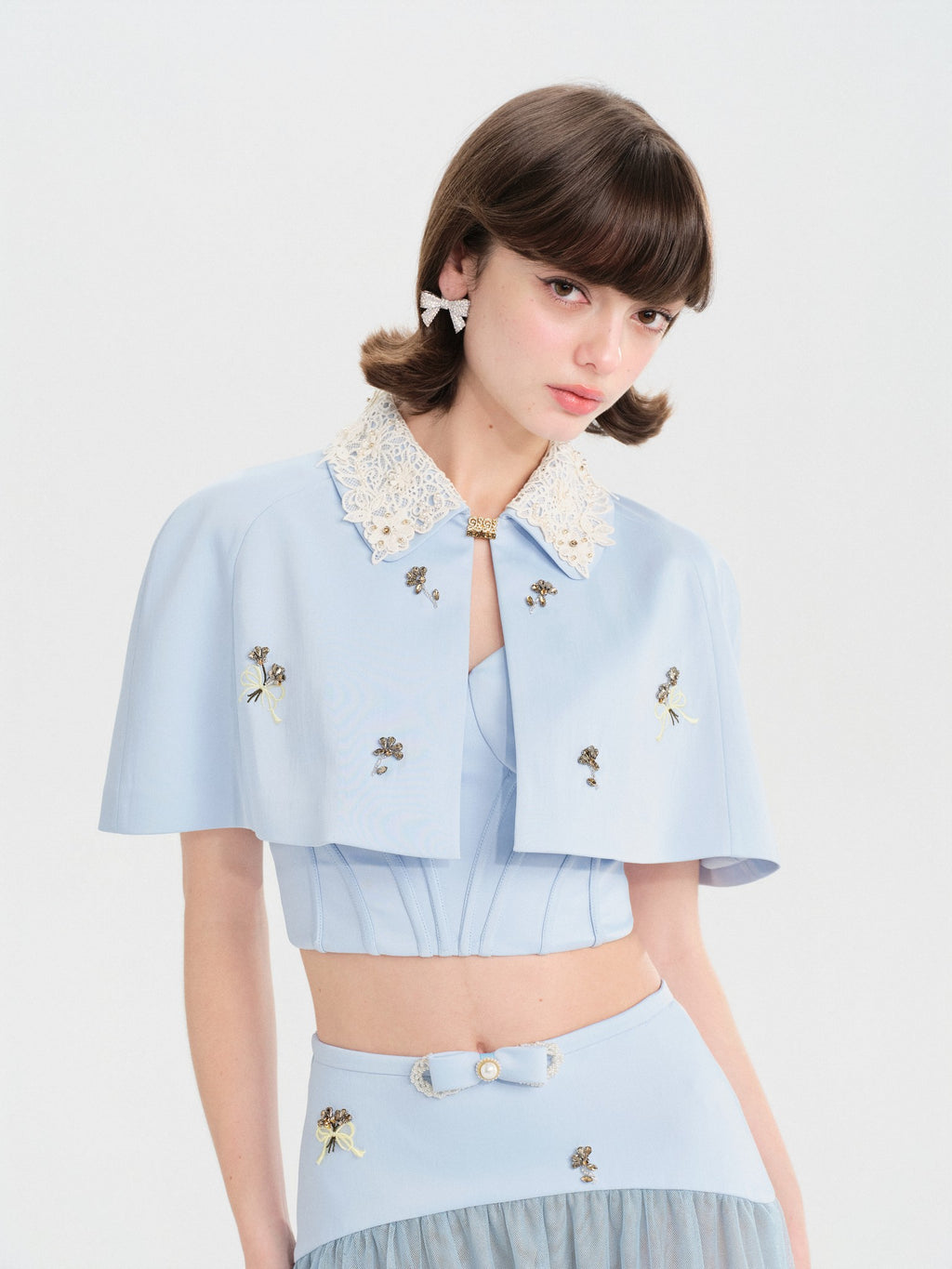 Sunset Bloom Blue Cropped Cutout Camisole full look