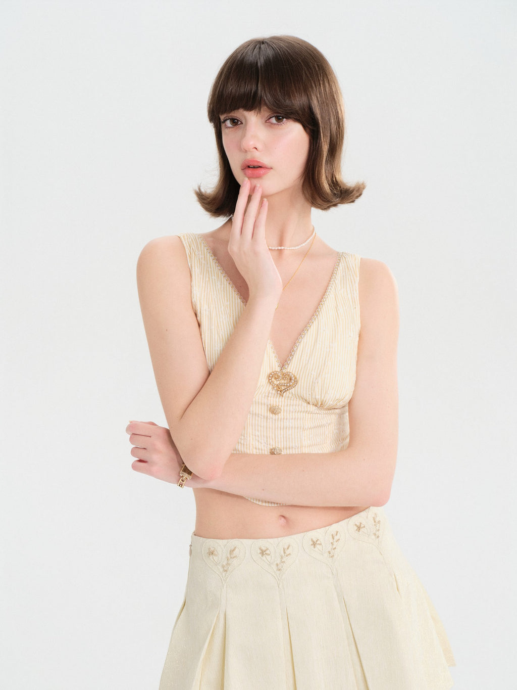 Riviera Beige Fitted Camisole front detail