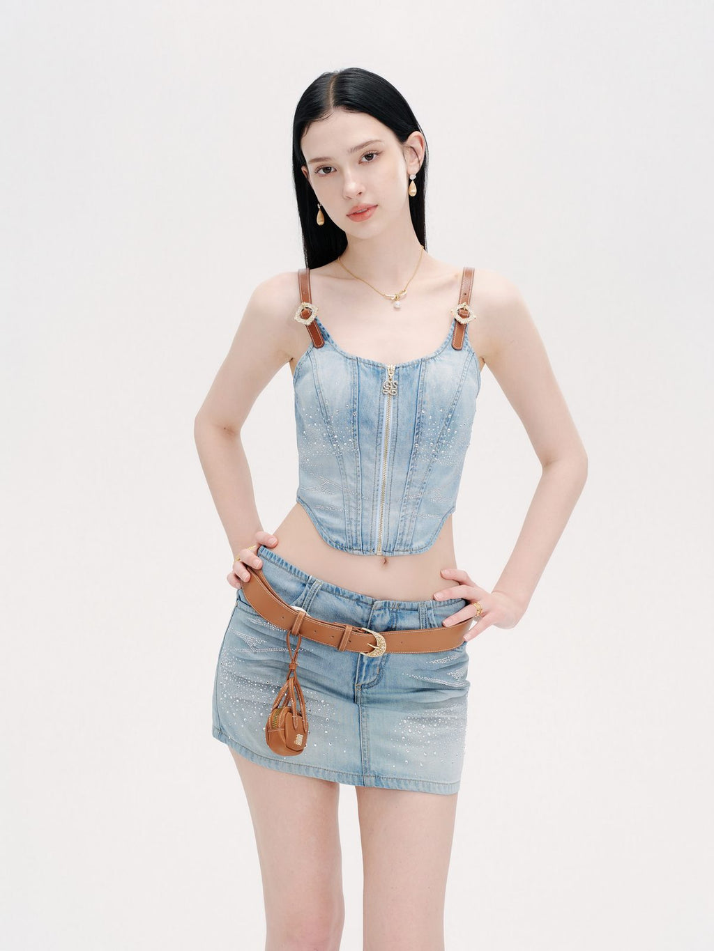 Sunset Bloom Blue Denim Camisole Top
