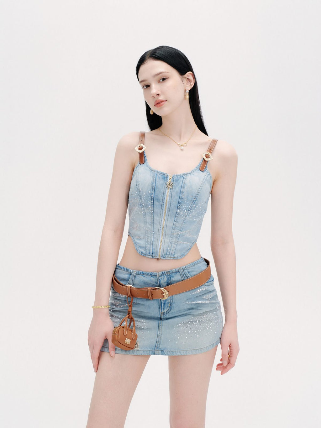Sunset Bloom Blue Denim Camisole Top